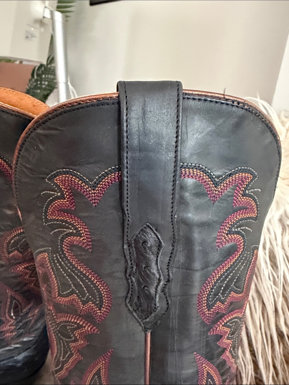 Lucchese ostrich & leather black Western Boots, ostrich toe box - Picture 10 of 16